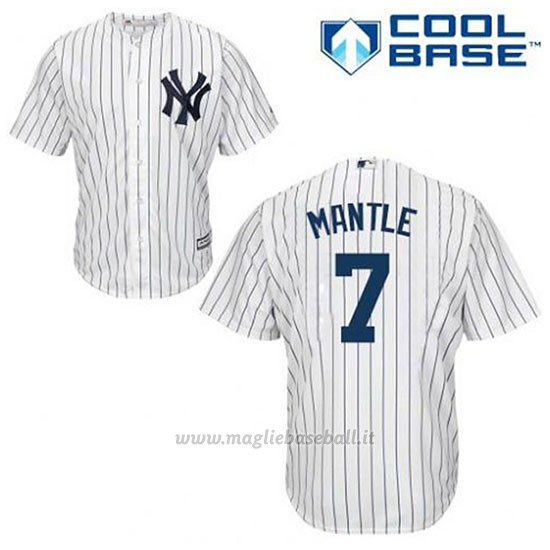 Maglia Baseball Uomo New York Yankees Mickey Mantle 7 Bianco 1ªCool Base
